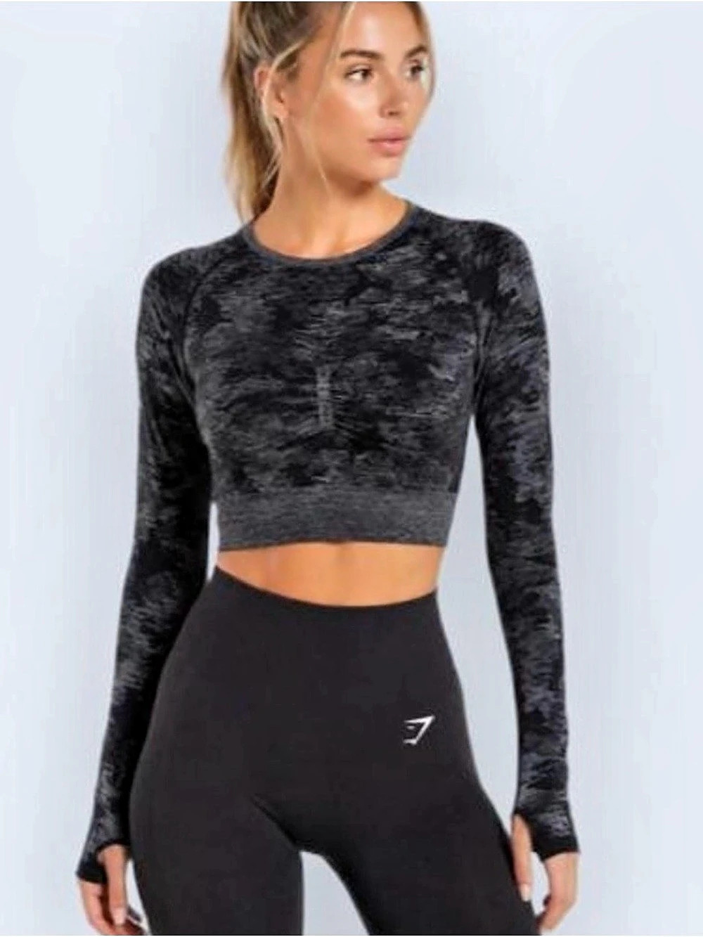 Gymshark Adapt Camo Seamless Long Sleeve Crop Top Medium